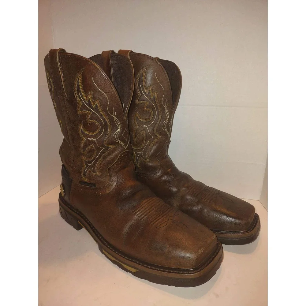 Justin Work Boots Mens Brown Leather Waterproof Composite Toe WK4625 Size 10.5 D